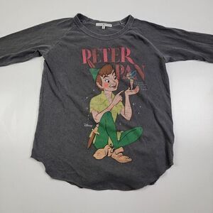 Junk Food Peter Pan Tinker Bell 3/4 Raglan Trunk Cotton Long Sleeve T-shirt USA